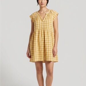 Yellow Plaid V-Neck dress